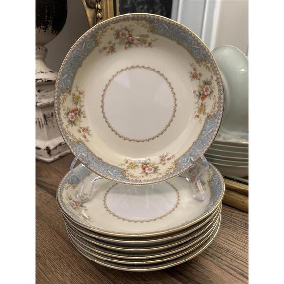 Vtg Noritake Blue Dawn # 622 Pasta Bowls 7 3/8″ Japan 1940s Set of 7 - Picture 1 of 7